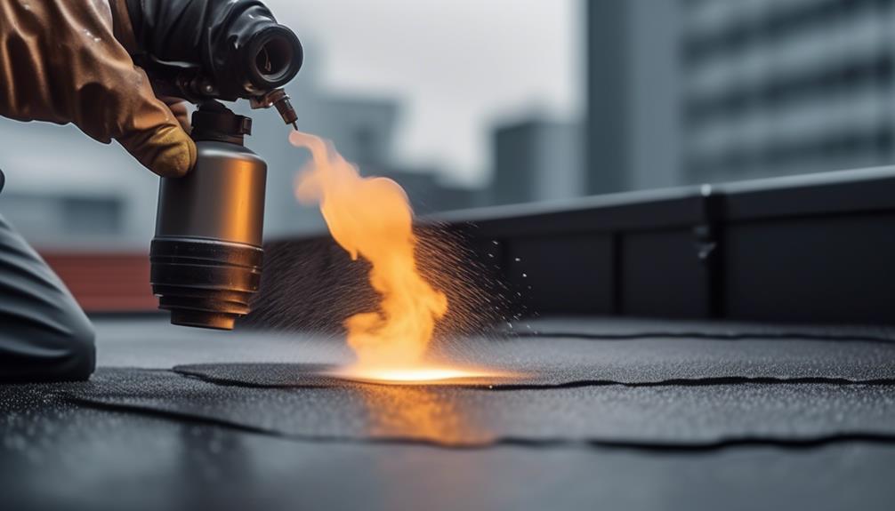 8 Best Techniques for Flat Roof Waterproofing applying torch on roofing material