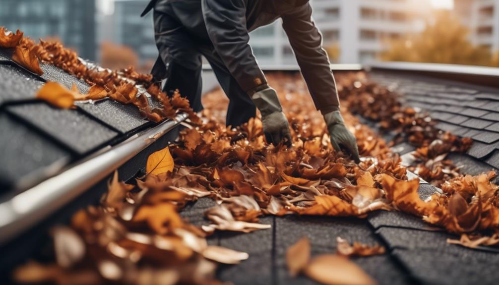 cleaning gutters and removing debris