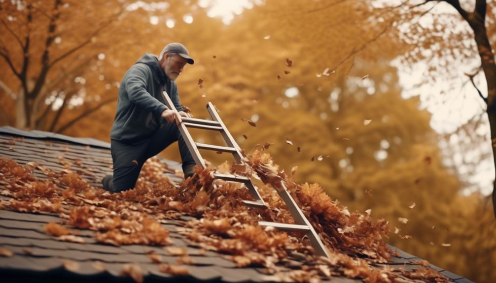 clearing roof of debris
