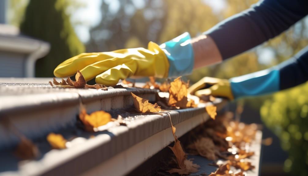 removing debris from gutters