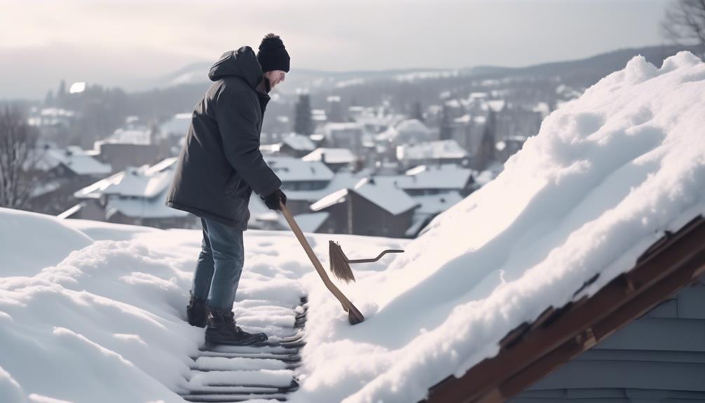 removing snow from rooftop