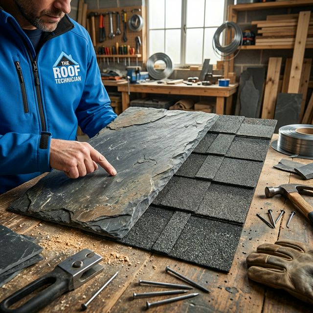 Comparing slate roof tiles vs asphalt shingles side by side