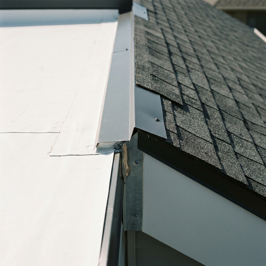An extreme close-up showing the aggressive, overlapping installation of thick architectural asphalt shingles on a steep-sloped roof, demonstrating how gravity instantly sheds water downward.