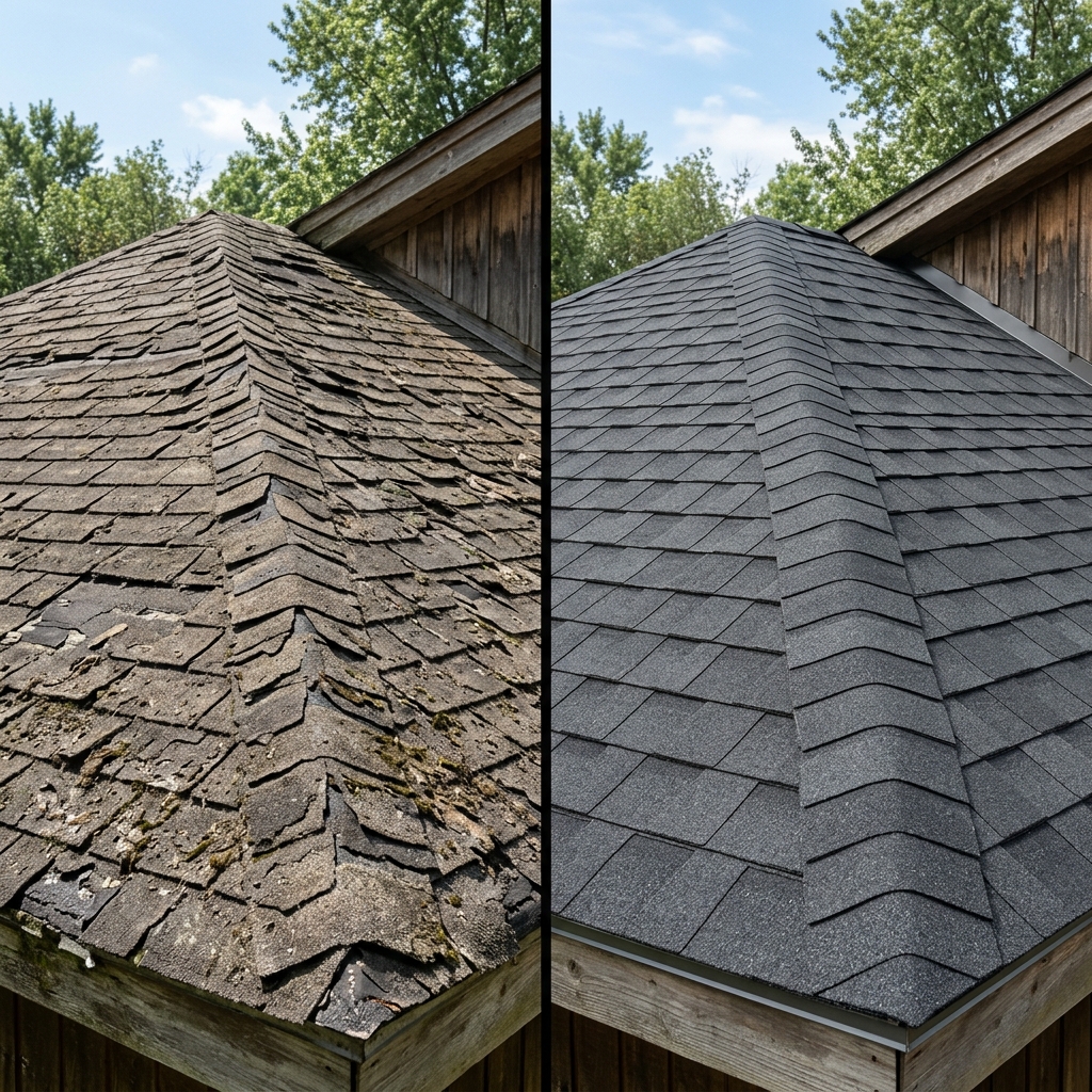 A detailed close up of a professional roofing estimate document alongside a financing brochure, highlighting transparent monthly payment options for a Toronto home.