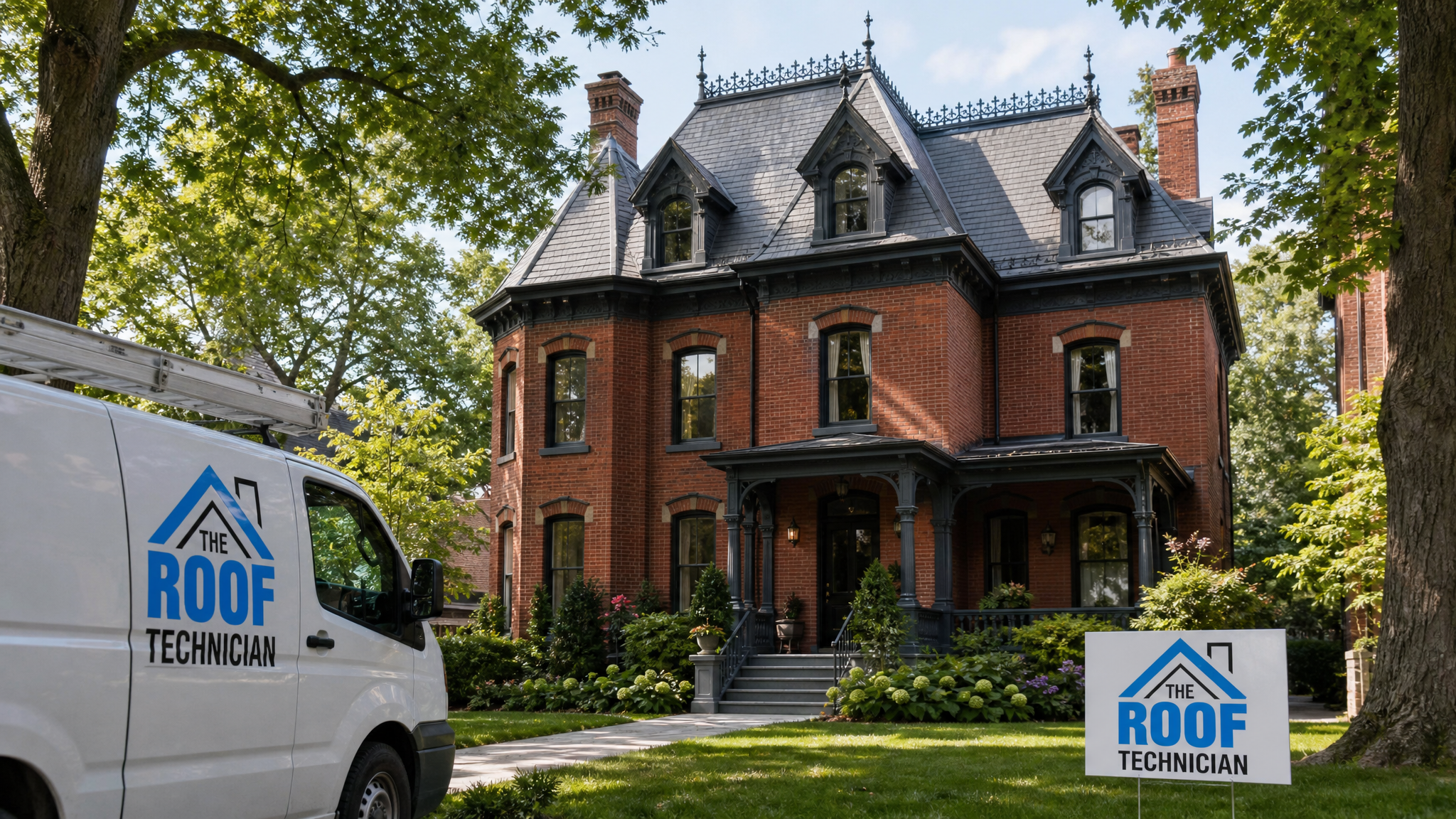 Heritage home roofing in Toronto on a restored century house with slate roof and dormers