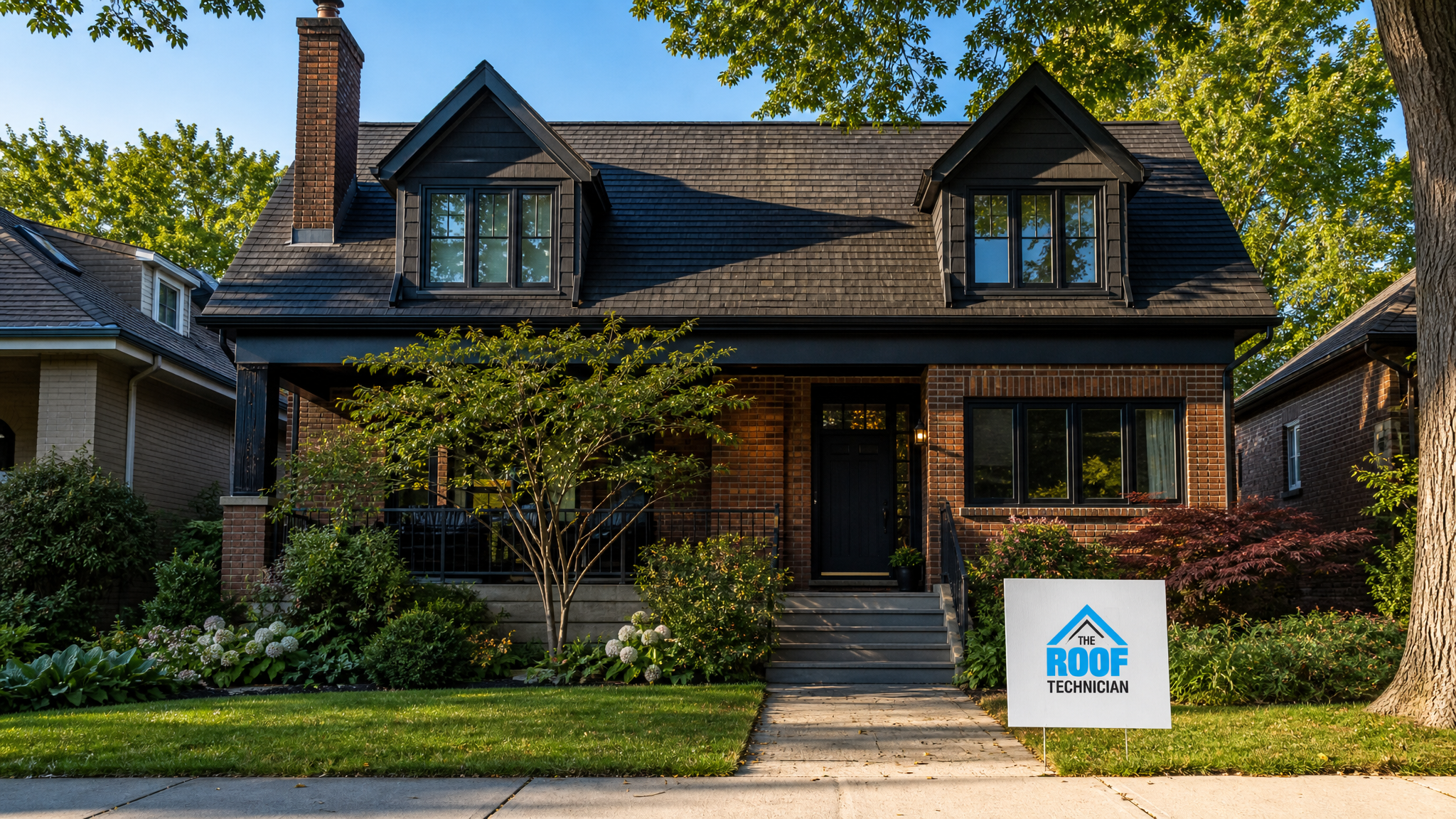 Toronto home with twin gabled dormers showing flashing where dormer roof leak repair is commonly needed