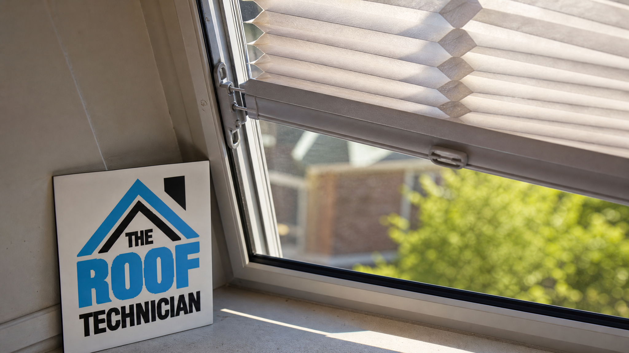 Close-up of skylight honeycomb shade fabric and mounting rail hardware installed on Toronto home skylight