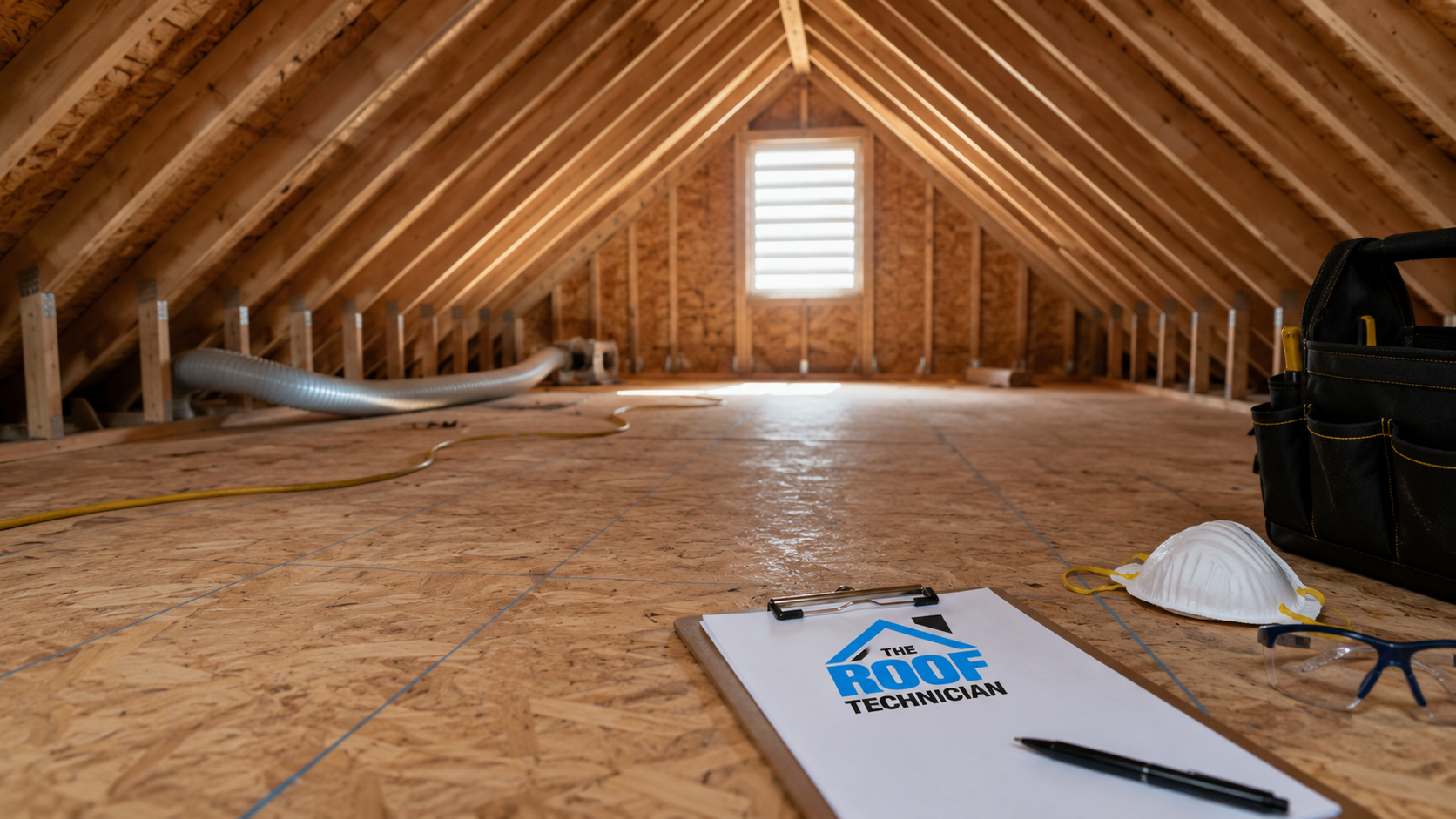 Wide view of a Brampton two-storey home attic space prepared for new insulation
