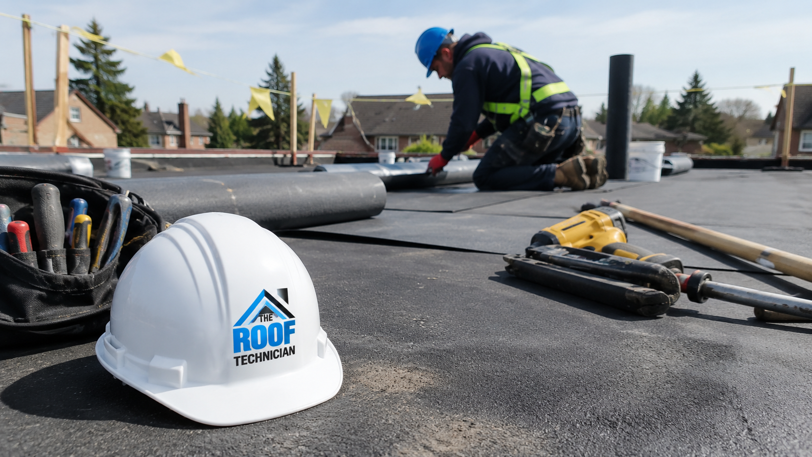 Close-up of the surface texture of freshly installed blown loose-fill insulation showing an even fluffy depth against a wooden rafter with a depth marker