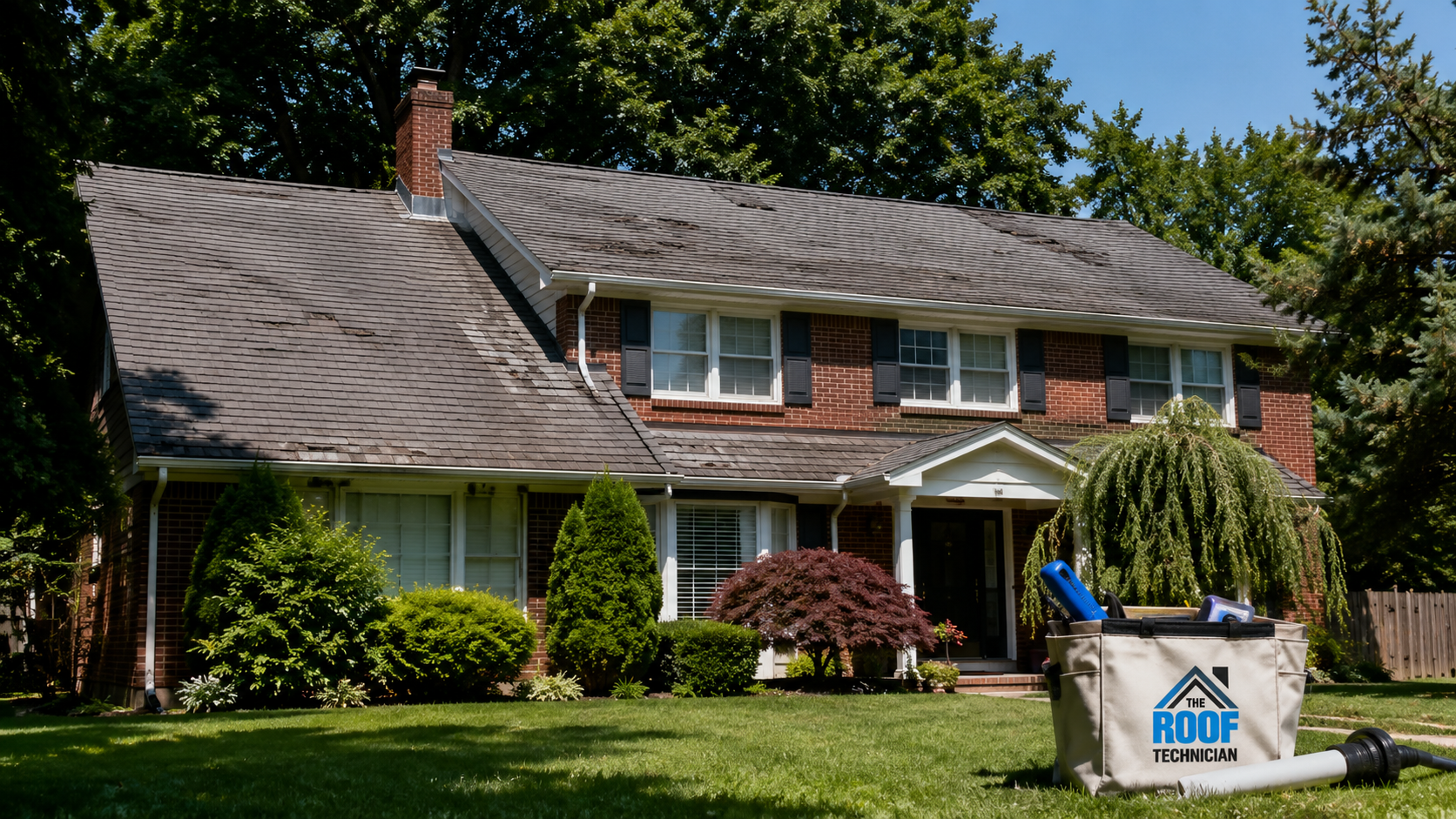 Aging asphalt shingle roof on a Caledon area home in need of roof repair