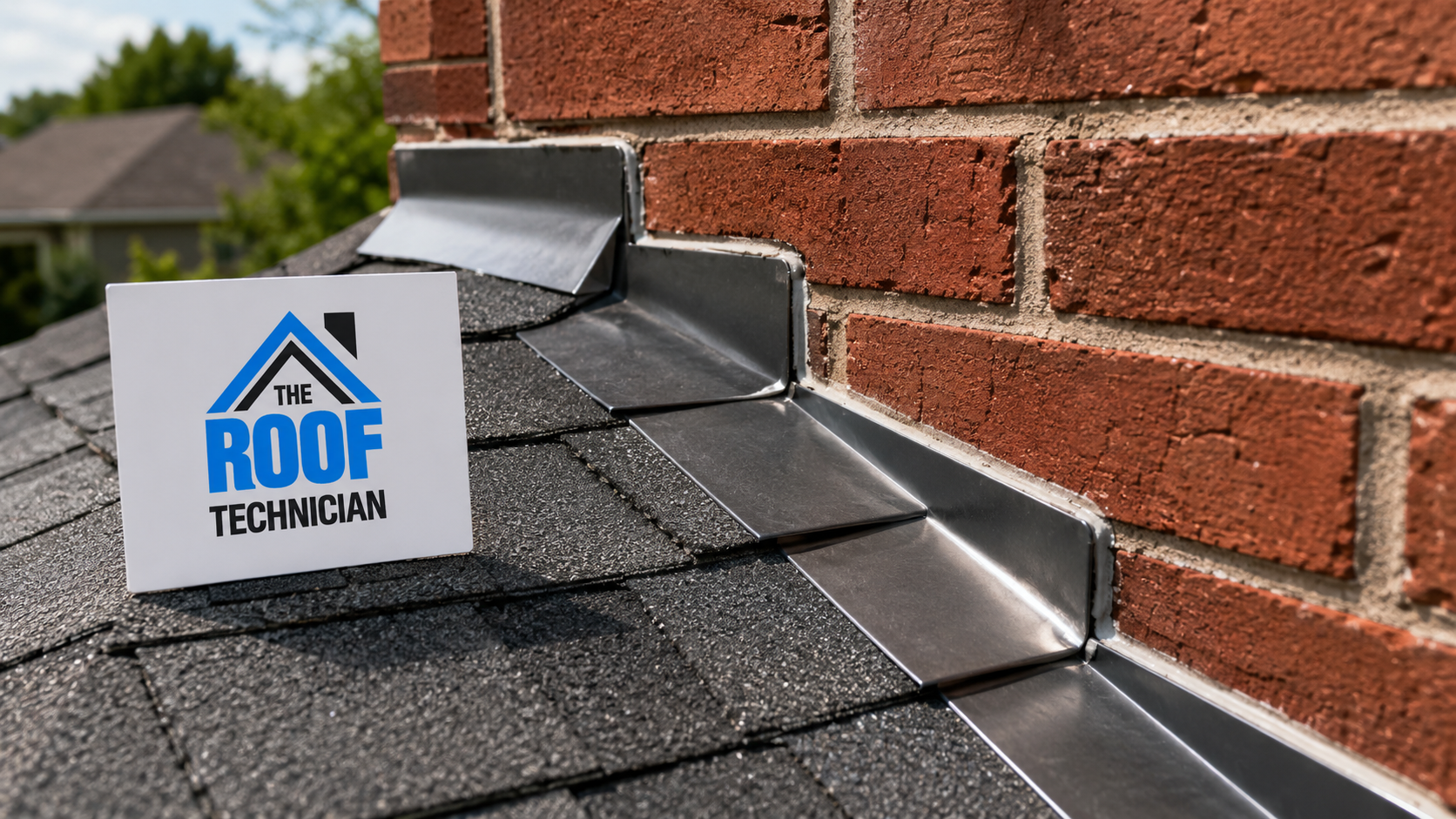 Close view of new step flashing and shingle courses completed during roof repair in North York