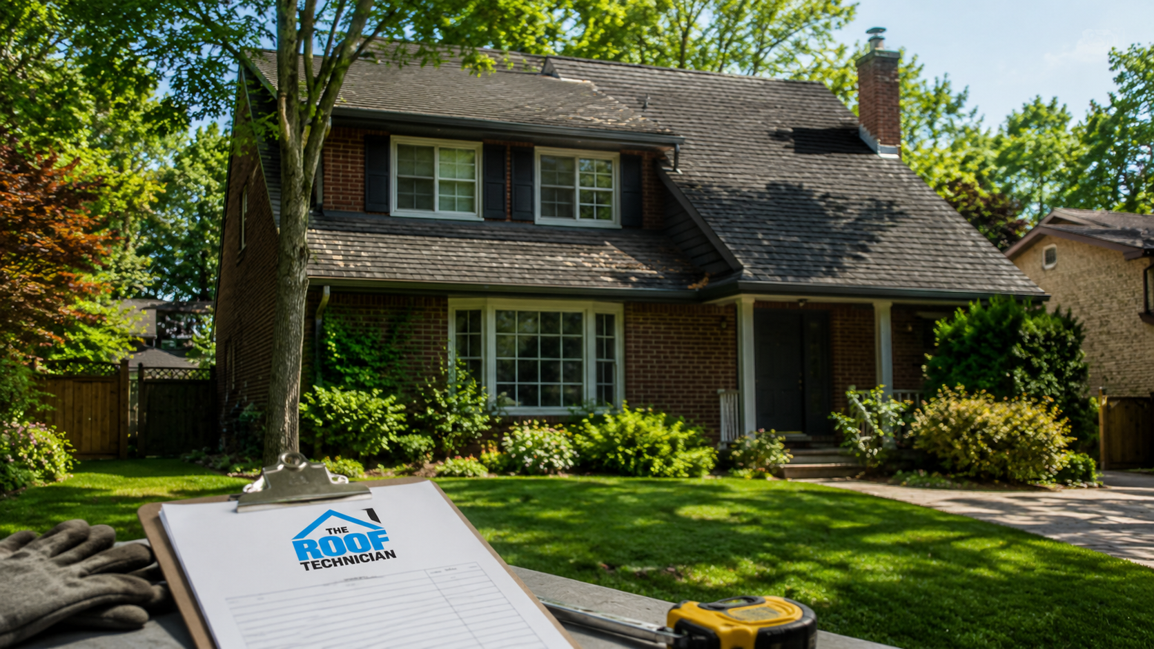 Suburban Ajax home with asphalt shingle roof showing weathering typical of roof repair in Ajax