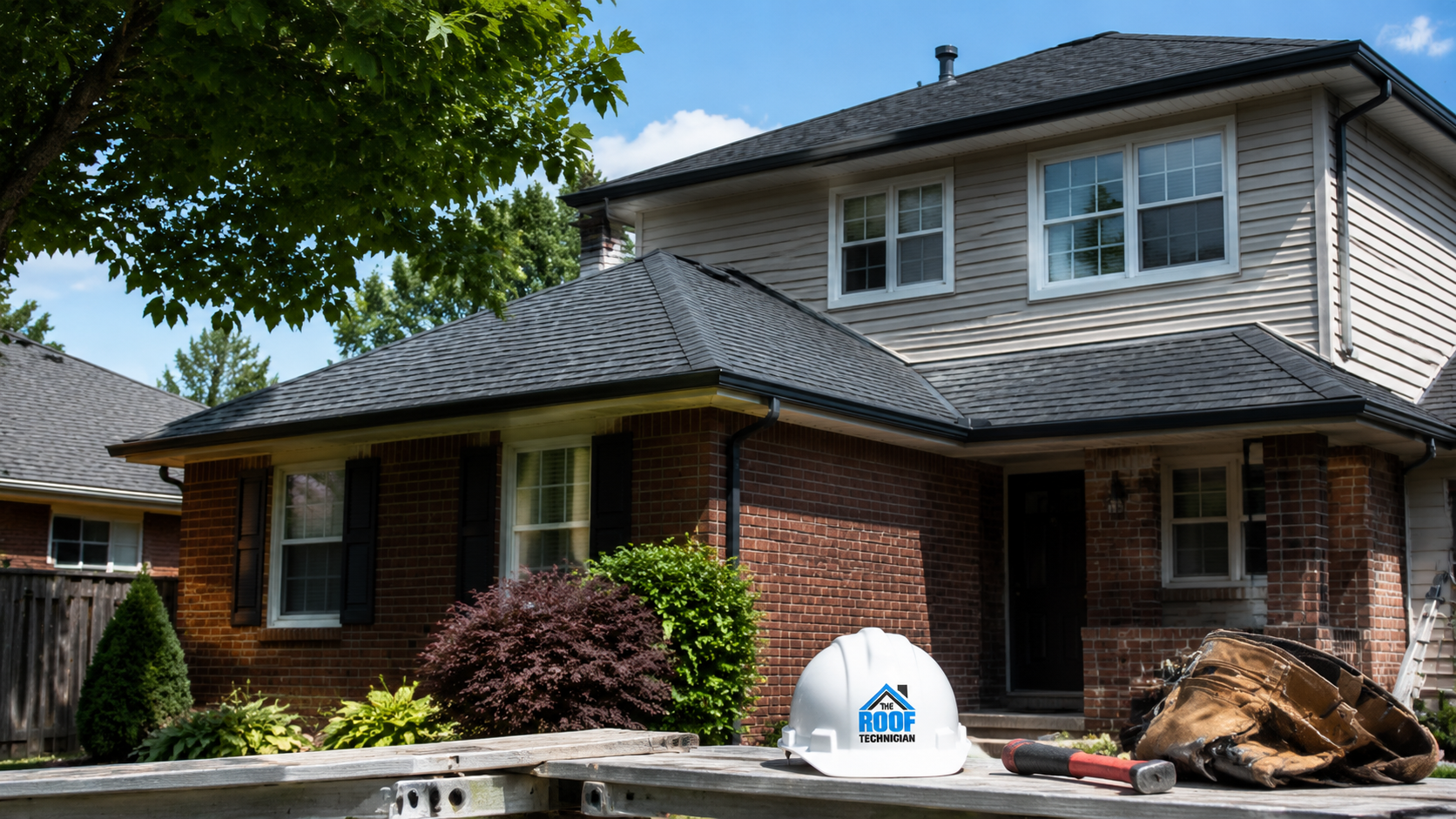 Whitby suburban home with new asphalt shingle roof used when comparing roofing companies whitby homeowners hire