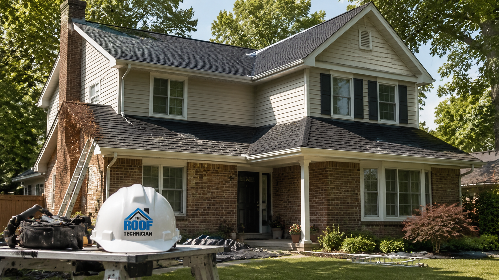 Ajax suburban home with a newly installed asphalt shingle roof, typical work from roofing companies Ajax homeowners hire