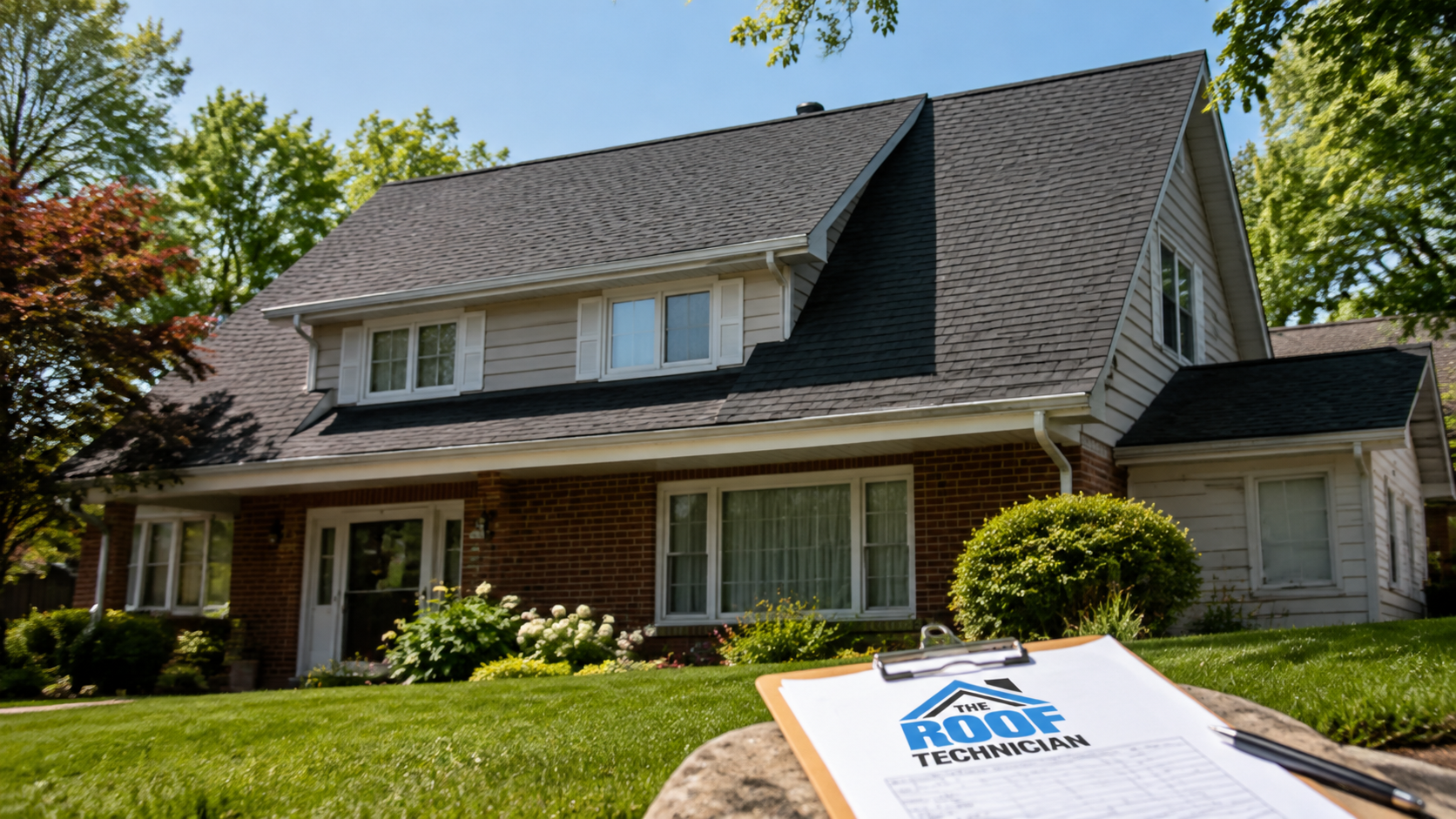 Newly shingled roof on a suburban two storey home of the kind roofing companies in Durham Region replace