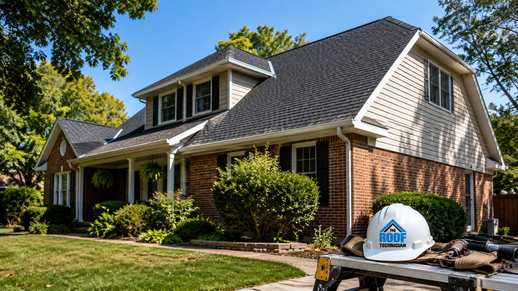 Two storey suburban home after a roof replacement Oshawa homeowners typically schedule during the summer season