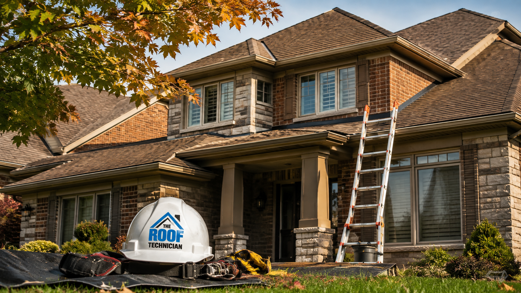 Vaughan two storey home in autumn where attic insulation determines winter heat loss through the roof