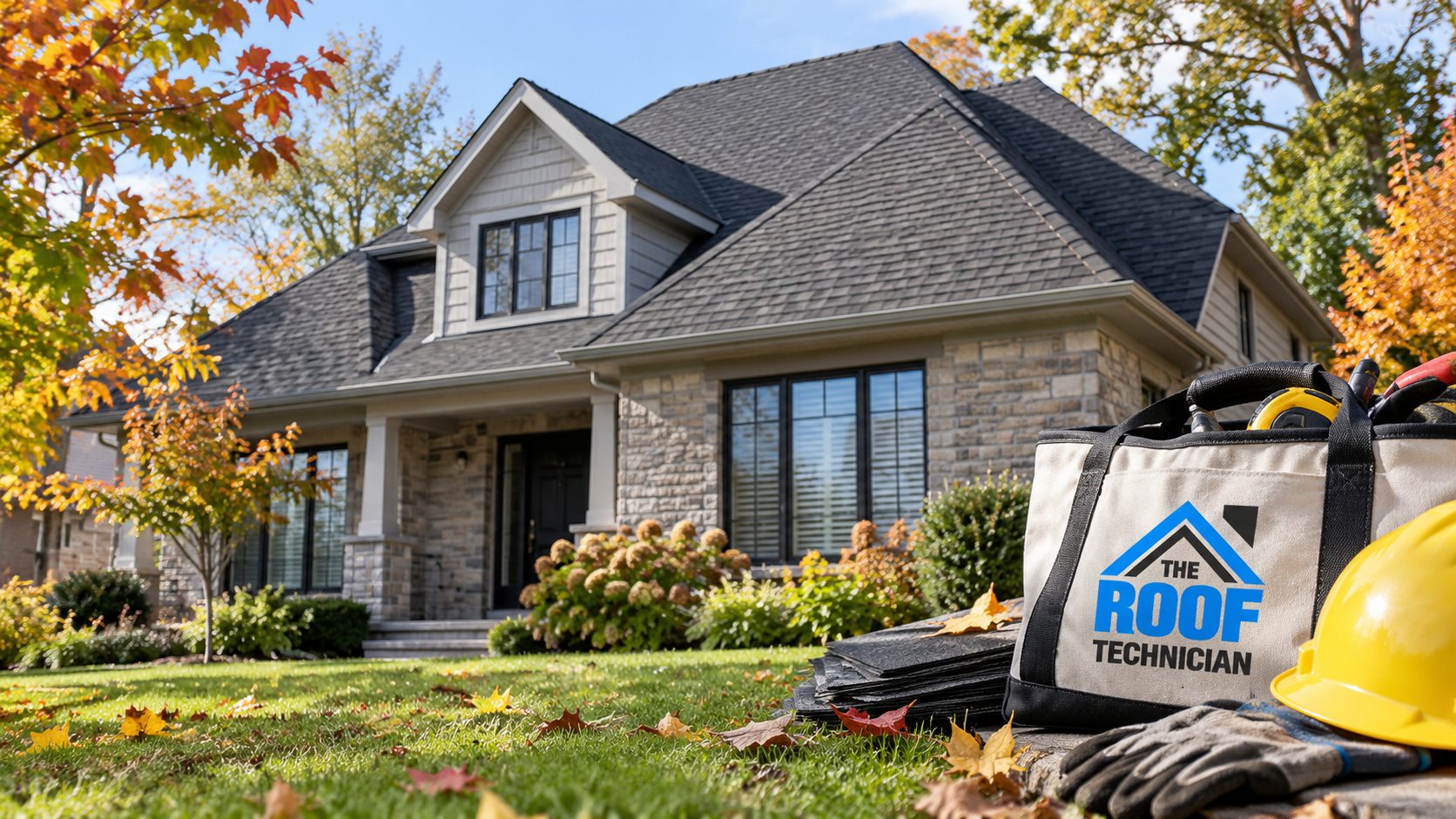 Freshly installed architectural shingles on a suburban home after a shingle roof replacement Brampton homeowners scheduled