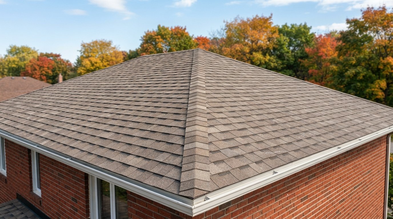 Two-storey Toronto-area home with new laminated architectural shingles, the kind compared in IKO Dynasty vs Cambridge